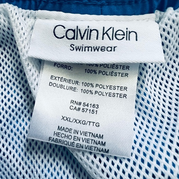 Calvin Klein Swim Trunks Board Shorts Adult 2XL Blue Drawstrings Beach Mens - Picture 6 of 7